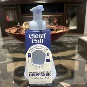 Clean Cult Foaming Hand Soap Glass Dispenser Pump Eco Refill 12 oz - Baby Blue