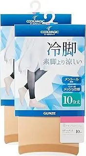 [Gunze] Women's Cool Magic Leggings, Cooling Legs, Cooler Than Bare Legs, Stocking Material, Prevents Running Out, Set of 2 Pairs of Same Color