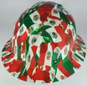 New Full Brim Hard Hat Custom Hydro Dipped MEXICAN FLAGS. Free Shipping