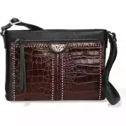 Brighton Rare PRETTY TOUGH JAGGER ORGANIZER NWT $445 Black Brown Croc Cross Body