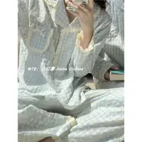 在飛比找ETMall東森購物網優惠-網紅韓國ins格子女長袖長褲睡衣