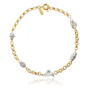 Culturesse Analia Organic 44cm Baroque Pearl Chain Necklace 18K Gold Plate