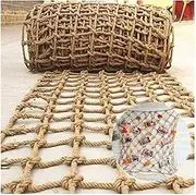Jute Hemp Rope Nets for Safety & Decorative,Rope Ladder for Kids and Pet,Versatile Rope Net,Tree House Climbing Child Safety Stair Balcony Railing Protect(Size:1mx2m(3.2x6.5ft),Color:Diamond Mesh)