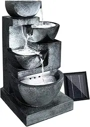 Gardeon Solar Powered Water Fountain with 3W Water Fountain Pump and LED Lights for Outdoor and Garden