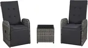 3 Piece Bistro Set with Cushions Poly Rattan Grey, Furniture Sets, Patio Furniture