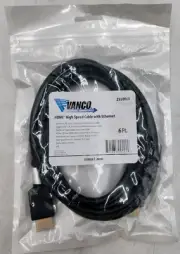 Vanco 255006X 6' Ft HDMI High Speed Cable with Ethernet