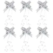 40Pcs 2" Pull Bows Present Wrapping String Bows Striped Style Ribbon Silver Tone