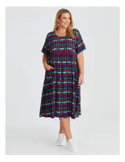 [Taking Shape] Natural Pocket Midi Dress Coloured Check