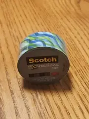 Magic Tape 3M Scotch Expressions Blue & Green Pattern 3/4" x 300" 8.33 YD