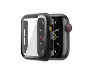 ZUSLAB Apple Watch Series 6 5 4 SE 44mm JX Hard PC Case with Tempered Glass Screen Protector - Black