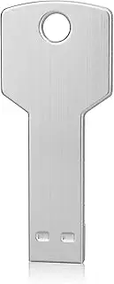 64G Key Shape USB Flash Drive, K&ZZ Metal Thumb Drive USB2.0 Flash Disk Memory USB Stick Expansion Disk, Silver 64GB