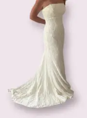 Galina Wedding Dress Ivory style #S8551 size 4 Beaded Sequins Lined Back Zip