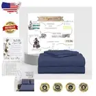 100% Cotton Full Bed Sheets - Eco-Friendly Dark Blue Percale Set for Comfort