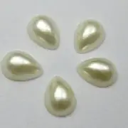 500 Ivory Tear Drop Half Pearl Bead 6X8mm Flat Back Gem Scrapbook Craft