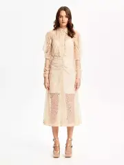 DESIGNER ALICE MCCALL CHAI LATTE MOON LANDING MIDI DRESS -SIZE 8 AU/4 US