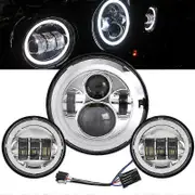 For Harley Motorcycle Light Davidson Electra Glide Softail Fat Boy Touring 7 Inch Motor LED Headlight with 4.5 Inch Fog Lamps 7inch and 4.5inch S