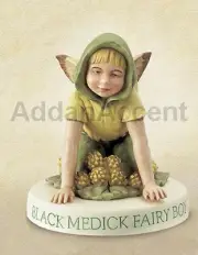 BLACK MEDICK FAERY BOY Flower Fairy Ornament On Base Cicely Mary Barker figurine