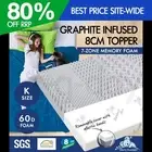 STARRY EUCALYPT Graphite Memory Foam Mattress Topper 7-Zone Cool Gel King 8cm