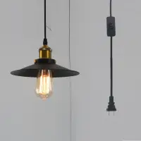 在飛比找蝦皮購物優惠-美式工業風吊燈 創意個性插電式餐廳臥室極簡UL鐵藝復古小吊燈