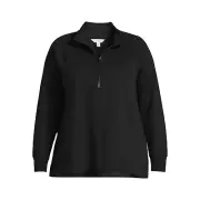 Terra & Sky Women's Quarter-Zip Pull-On Sweatshirt Banded Waist and Cuffs 2X