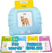 ZEENKIND French & English Talking Flash Cards for Toddlers Age 3+, Learn French for Kids, Rechargeable Pocket Speech Therapy Early Learning Bilingual Flashcard Toys with 255 Cards