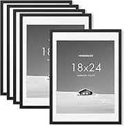 Venusmiles 18x24 inch Picture Frame, 18x24 Photo Frames with 16x20 Removable Mat - High Definition Plexiglass - Vertical and Horizontal Display - Wall Hanging Poster Frame - Black, 5 Pack