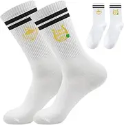 [BinXiaoQin] Sports socks, Abi 2025 sports socks, white tennis socks, funny lucky charm graduation socks, passed exam gift socks, as a graduation 2025 gifts and exam gift, for boys and girls gift, White, One Size