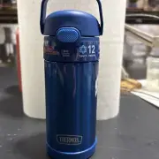 Thermos 12oz Funtainer Bottle Blue Built in Straw Drinks Cold For 12 Hours NEW