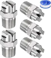 uxcell 5-Pack Flat Fan Spray Tip, 110 Degree 1/4BSPT Male Stainless Steel Pressure Washer Nozzles Cleaner Nozzle Replacement W Sealing Tape for Water Guns (3.6mm Orifice)