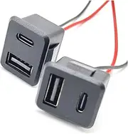 1/3PCS Double Layer USB Female Base Type-c Socket a Female USB lamp Charging Socket Power Socket with Cable 3A Connector(USB to Type-C,2pcs)