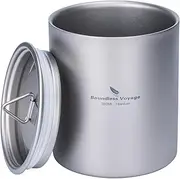 Boundless Voyage 350ml Double Wall Titanium Cup with Lid Ultralight Tea Coffee Mug Set for Outdoor Camping Picnic Hiking Traveling Home use A-Ti3022D
