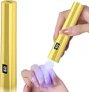 Hoonyn Handheld UV Nail Lamp, 5W Sparkly UV Light for Gel Nails, Portable LED Nail Lamp, Mini Nail Dryer with LCD Screen, USB Nail Light for Fast Curing (Gold)