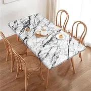 Marbling Black Texture Rectangular Tablecloth Table Cover for 4 Foot Tables, Waterproof Fitted Elastic Edged Table Cloth for Indoor Outdoor Party Wedding Picnic Patio, 4 Ft/48x30 inch