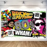80's Theme Retro Birthday Party Banner Backdrop - Back to the Future Theme Birthday Photography Background Party Decorations