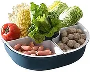 Strainer Basket Fruit Trays Hot Pot Plate Vegetable to Rotate Seafood Plate Fruit Plate for Vegetables, Fruits(Blue)