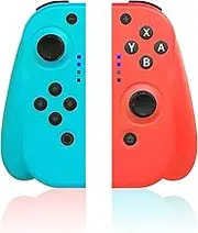 Switch Controller Wireless Gamepad for Switch, Switch Lite Controller with Rechargeable Remote, Double Shock and 6-Axis Gyro, Compatible with Switch/Switch Pro(Red+Blue)