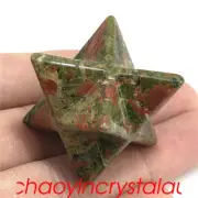 Natural unakite merkaba star quartz crystal hand carved reiki decor healing 1pc