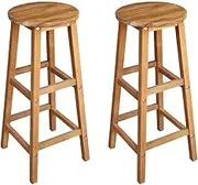 Bar Stools 2 pcs, Breakfast Bar Stools, Kitchen Round Height Stools with Footrest for Dining Room, Kitchen, Party, Easy Assembly, 34 x 34 x 76 cm