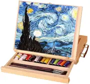 2024 New Art Table Easel, Adjustable Folding Wooden Easel, Multipurpose Artist Easel, Portable Tabletop Easel Box With Drawer For Painting And Drawing