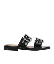 Ganni Feminine Buckle Two-Strap Sandals 35,36,37,38,39,41 black