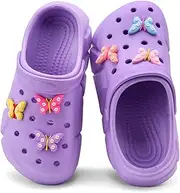 [HoEase] Cute Butterfly-themed Lightweight Girls' Clogs, Platform Soft Sole Closed Toe EVA Home Garden Clog Shoes, Two-Way Wear Breathable Beach Clogs, Trendy Non-Slip Slip-On Sandals - Perfect for Indoor,