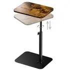 Side Table Sofa Tray for Couch Heavy Metal Base Swivel/Adjustable Height, Brown