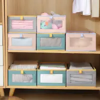 在飛比找momo購物網優惠-【SUNORO】酷絲綿可視透明視窗衣物收納箱 抽屜式折疊衣物