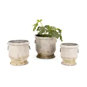 3pc Moss Zinc Pot Planter Urn Storage Container Outdoor Garden Home Decor Grey