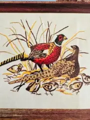 Avon Creative Crewel Needlecraft Wild Pheasants Embroidery Kit Vintage 24”x18"