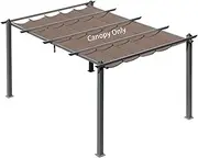 Aoodor Replacement Pergola Replacement Canopy Retractable Shade Brown Fabric - for 10 x 13 ft Pergola