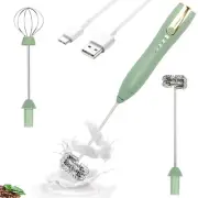 Double Whisk Milk Frother Handheld USB-C Rechargeable Electric Drink Mixer Gr...
