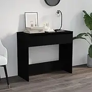 Elegant Console Table with Drawers - Black Engineered Wood 89x41x76.5 cm, Modern Entryway Hallway Storage Solution, Decorative Accent Furniture for Living Room & More