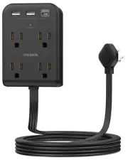 Flat Electrical Outlet Extender with USB C Ports, 4 Outlet 3 USB Wall Plug, 6...