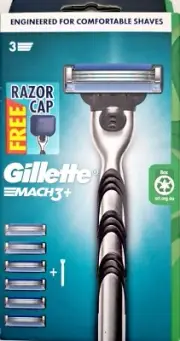 Gillette Mach3+ Razor Replacement Cartridges 1 Handle 6 Cartridges Shave Care
